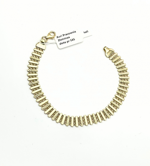 Piękna złota bransoletka szeroka, próba 585 14k