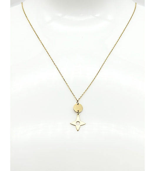 Złoty naszyjnik z gwiazdką, celebrytka, próba 585, 14k