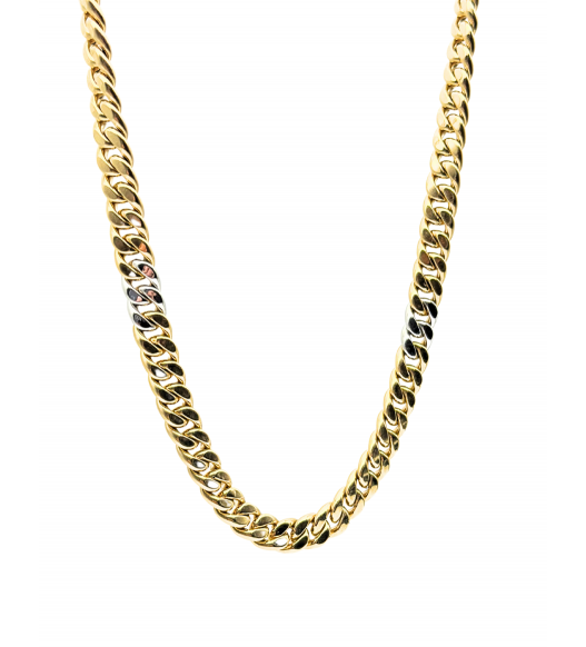 Złota celebrytka, masywna pancerka z białym złotem, próba 585, 14k