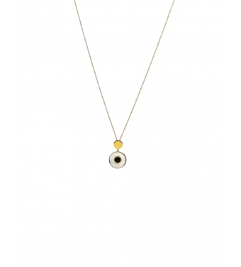 Złota celebrytka, naszyjnik z zawieszką z masą perłową, próba 585, 14k