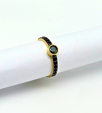 Złoty pierścionek bogato zdobiony z cyrkoniami, złoto próby 585, 14k