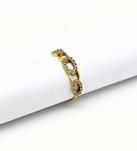 Złoty pierścionek z cyrkoniami, złoto próby 585, 14k