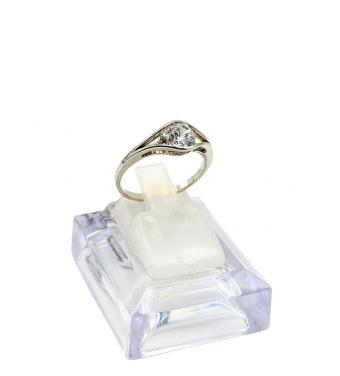 Złoty pierścionek z cyrkonią, białe złoto próby 585, 14k