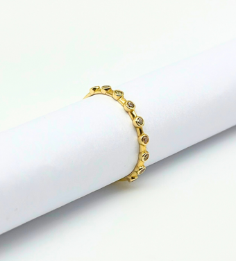 Złoty pierścionek z cyrkoniami, złoto próby 585, 14k