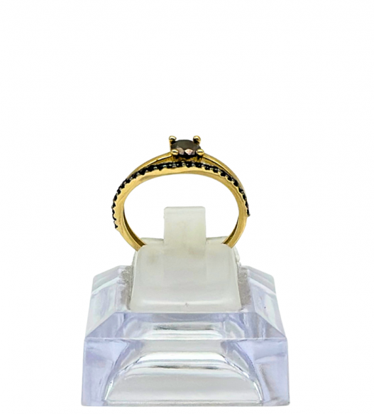 Złoty pierścionek z cyrkoniami,  złoto próby 585, 14k