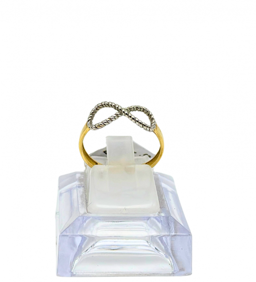 Złoty pierścionek nieskończoność, białe złoto próby 585, 14k