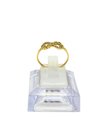 Złoty pierścionek z serduszkami i cyrkoniami,  złoto próby 585, 14k