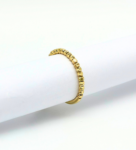 Złoty pierścionek, koraliki, złoto próby 585, 14k