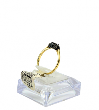 Złoty pierścionek, cyrkonie, złoto próby 585, 14k