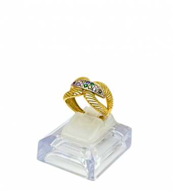 Duży złoty pierścionek, cyrkonie, złoto próby 585, 14k