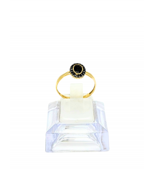 Duży złoty pierścionek, cyrkonie, złoto próby 585, 14k