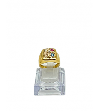 Złoty sygnet z cyrkoniami, złoto próby 585, 14k