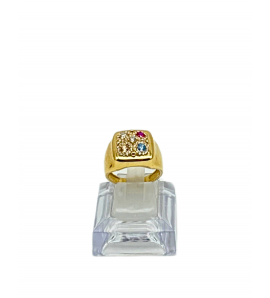 Złoty sygnet z cyrkoniami, złoto próby 585, 14k