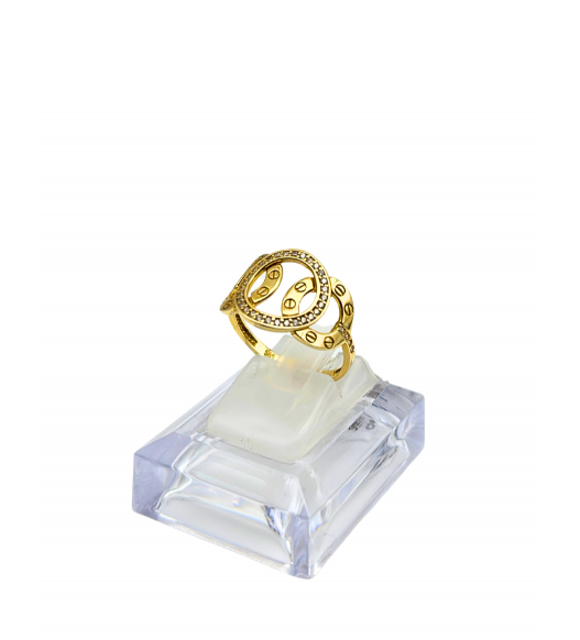 Piękny złoty pierścionek z cyrkoniami, złoto próby 585, 14k